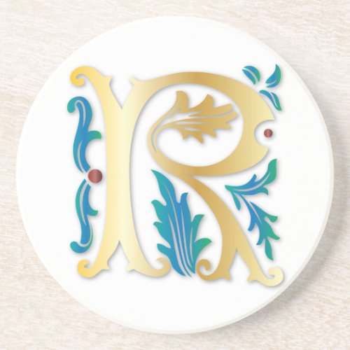 Letter R Monogram Fleur de lis Coaster