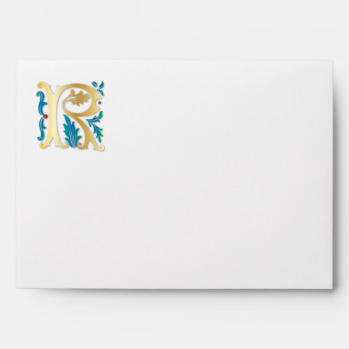 Letter R Monogram Fleur de lis Envelope