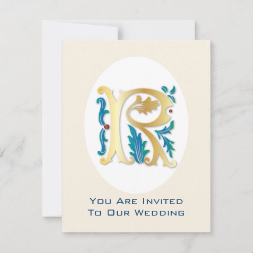 Letter R Monogram Fleur de lis Invitation