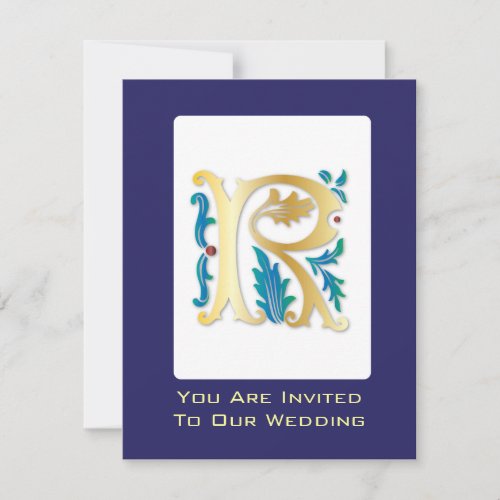 Letter R Monogram Fleur de lis Invitation