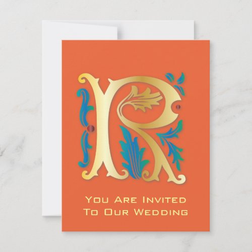 Letter R Monogram Fleur de lis Invitation