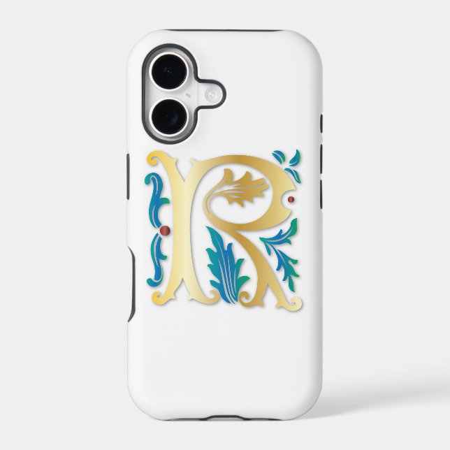 Letter R Monogram Fleur de lis Iphone Case (Back)