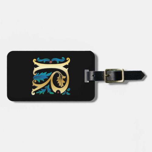 Letter R Monogram Fleur de lis Luggage Tag