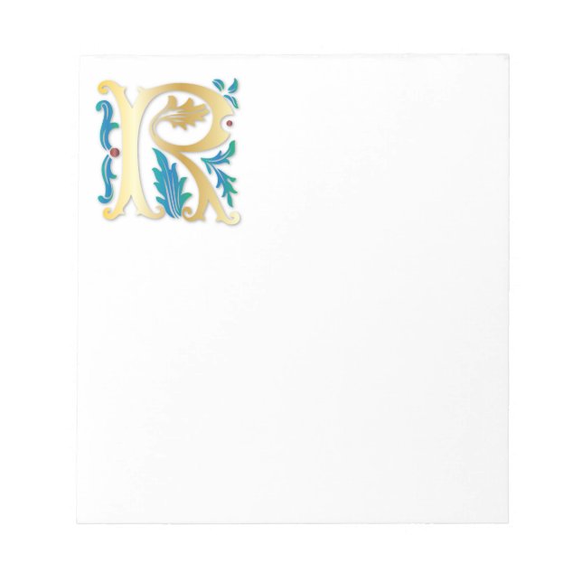 Letter R Monogram Fleur de lis Notepad (Front)