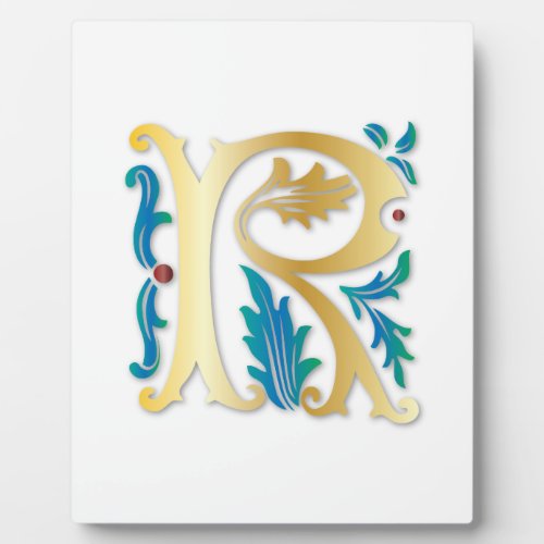 Letter R Monogram Fleur de lis Plaque