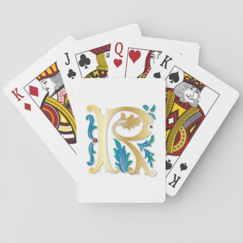 Letter R Monogram Fleur de lis Poker Cards