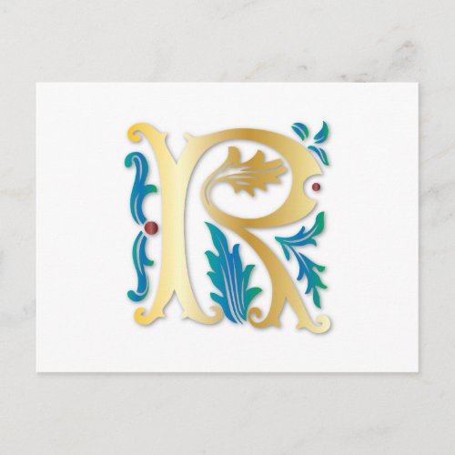 Letter R Monogram Fleur de lis Postcard