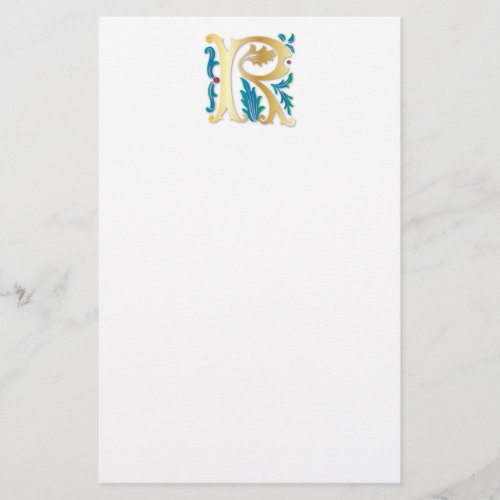 Letter R Monogram Fleur de lis Stationery