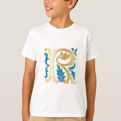 Letter R Monogram Fleur de lis T_Shirt