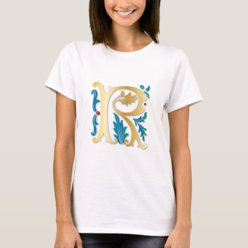 Letter R Monogram Fleur de lis T_Shirt