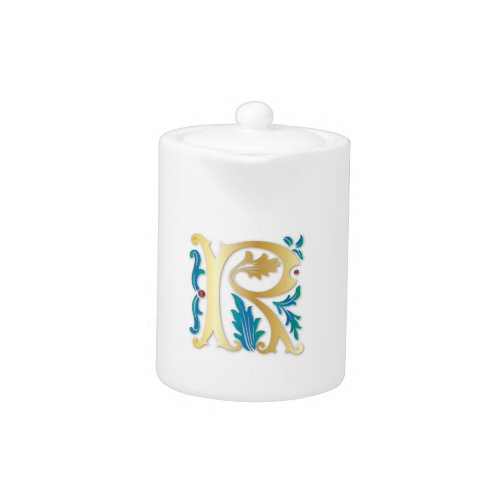 Letter R Monogram Fleur de lis Teapot