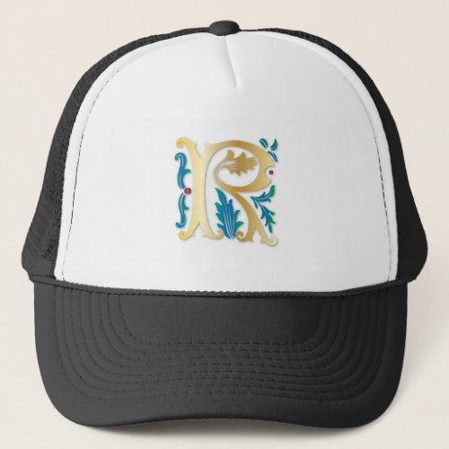 Letter R Monogram Fleur de lis Trucker Hat