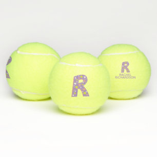 Letter R monogram girls personalized purple Tennis Balls