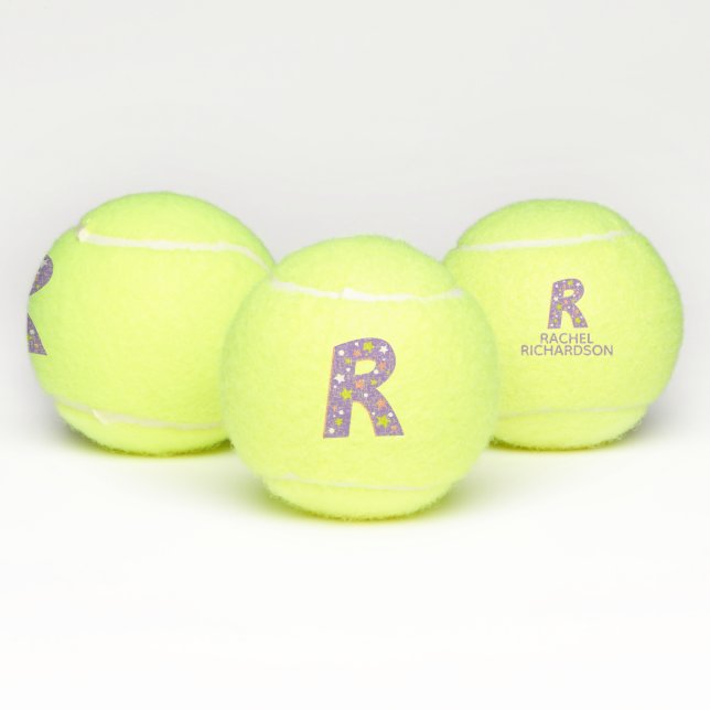Letter R monogram girls personalized purple  Tennis Balls (Multi)