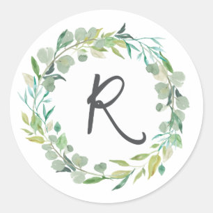 Letter R Monogram Initial Sticker Envelope Seal