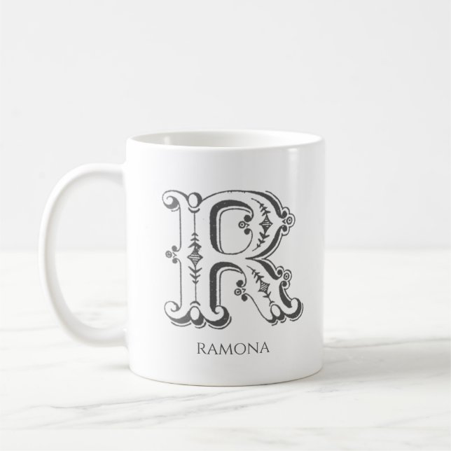 Letter R Monogram Modern Name  Coffee Mug (Left)