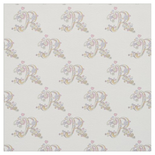 Letter R monogrammed personalized fabric