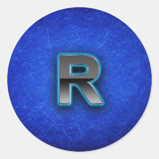 Letter R - neon blue edition Classic Round Sticker