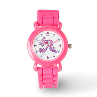 Letter R pink monogram personalized girls watch