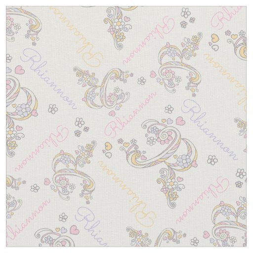 Letter R Rhiannon custom name pastel fabric
