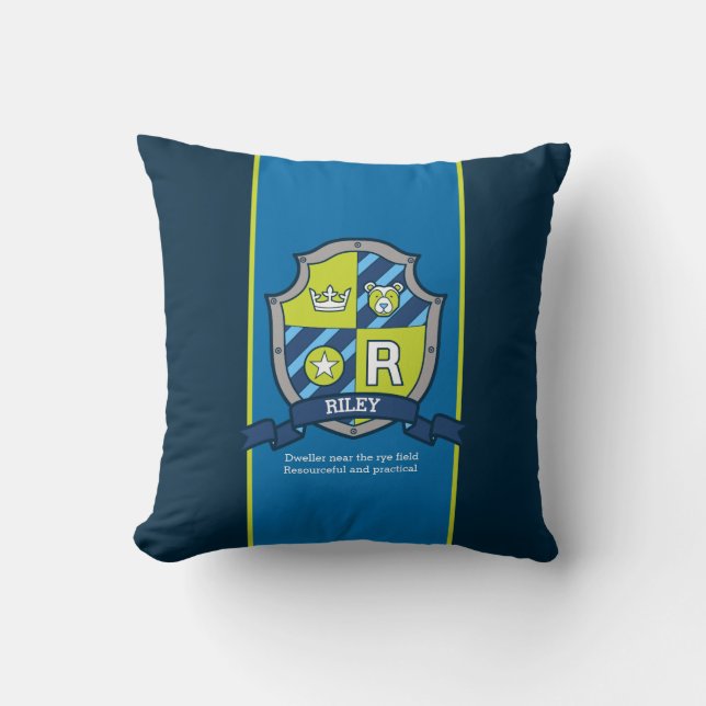 Letter R Riley name meaning custom Throw Pillow (Front)