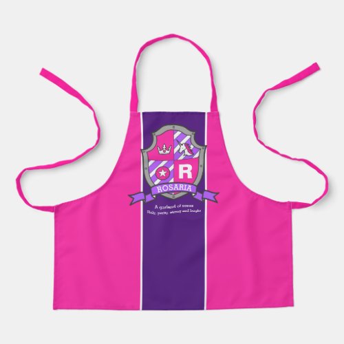Letter R Rosaria name meaning coat of arms unicorn Apron