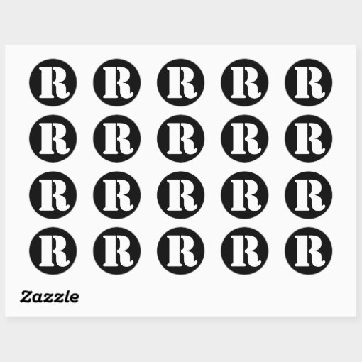 Letter R Stencil Alphabet By Janz Black Classic Round Sticker | Zazzle