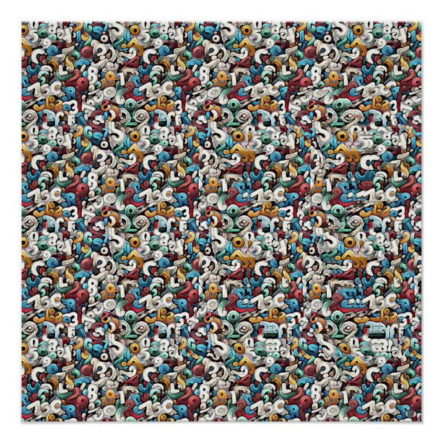 LETTER R STEREOGRAM 20"x20", Semi-Gloss, No Frame Poster (Front)