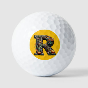 Letter R Thanksgiving style turkey  Golf Balls