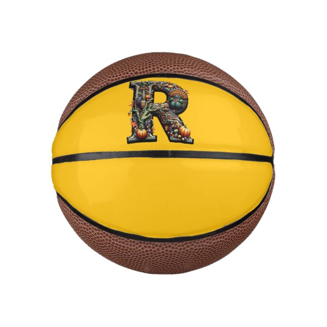 Letter R Thanksgiving style turkey  Mini Basketball (Front)