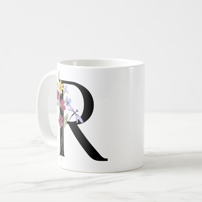 Letter R with flowers Coffee Mug (Front Left)