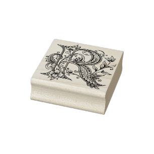 Letter R Wood Art Rubber Stamp