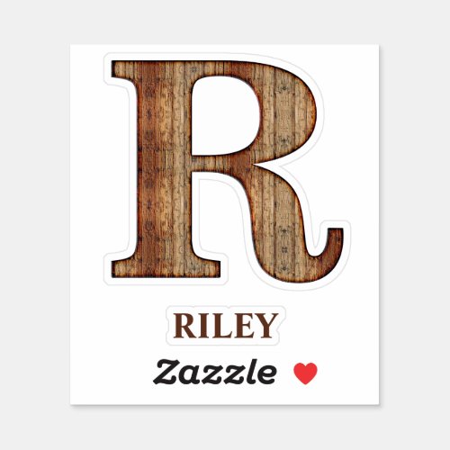 Letter R wood texture with custom name Sticker