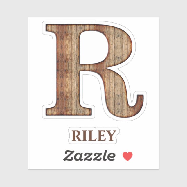 Letter R wood texture with custom name Sticker (Sheet)