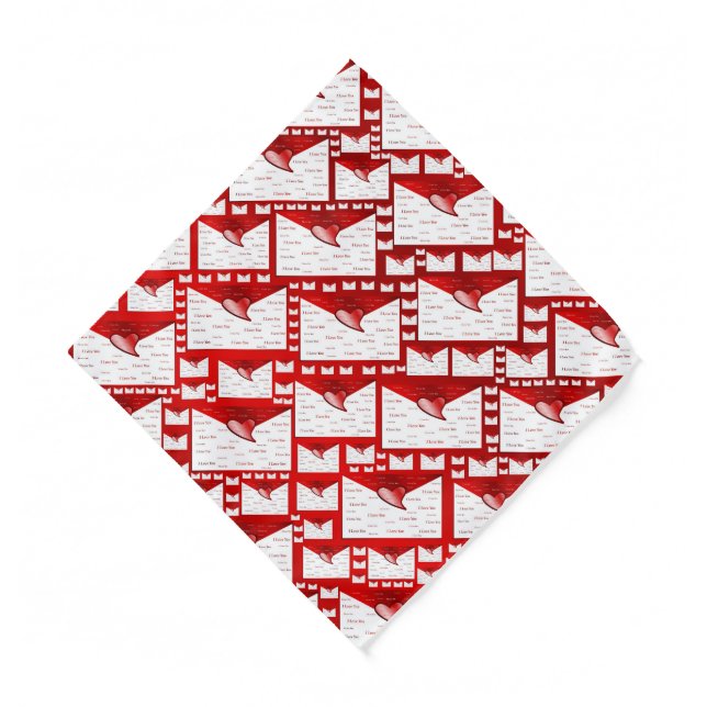 letter, red, white, heart, gift, love, i + love  bandana (Front)