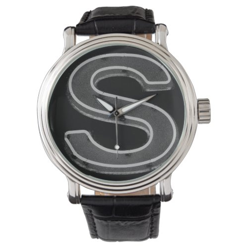 Letter S Alphabet Photography in Black  White Watch