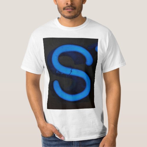 Letter S Alphabet Photography in Blue Neon T_Shirt