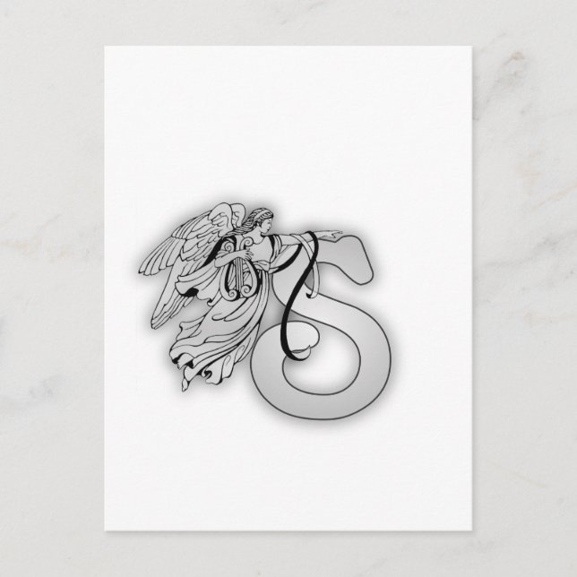 Letter S Angel Monogram Initial Postcard (Front)