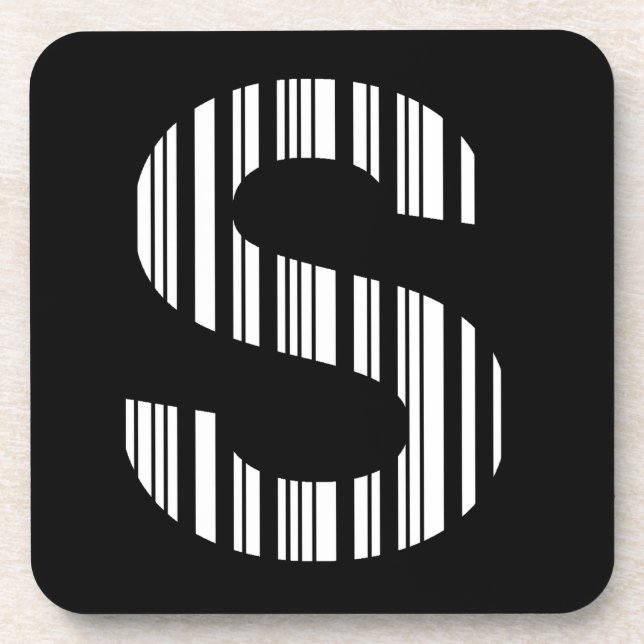 LETTER S BAR CODE First Initial Barcode Pattern Beverage Coaster (Front)