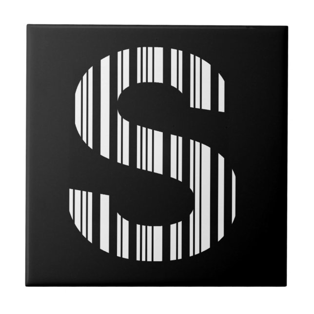 LETTER S BAR CODE First Initial Barcode Pattern Ceramic Tile (Front)