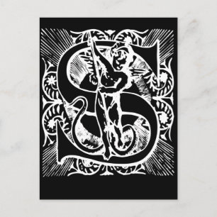 Letter S Black and White Monogram Cards