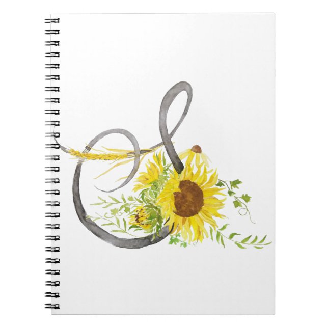 letter S calligraphy sunflower watercolor Notebook (Front)