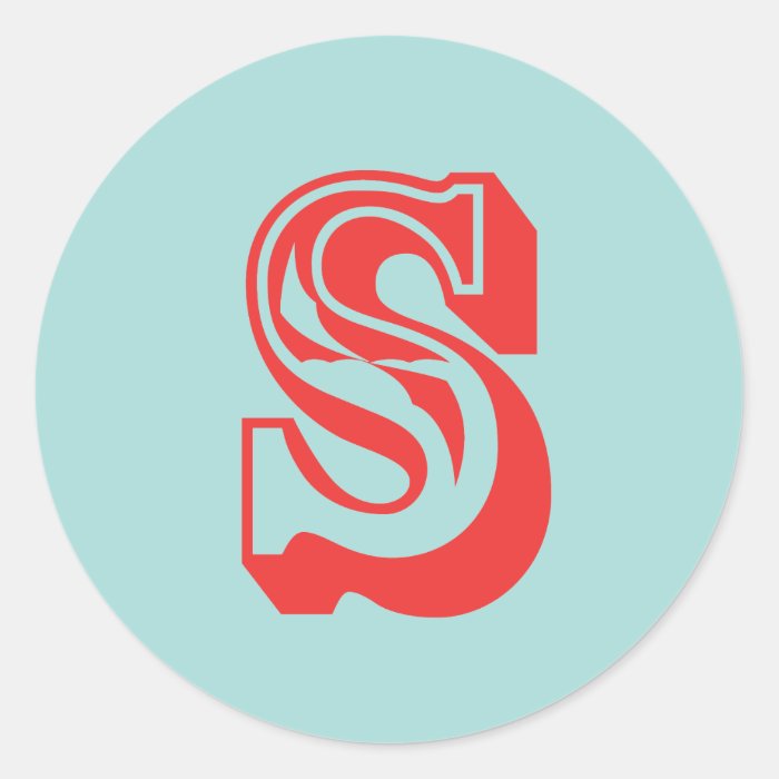 Letter S carnival style monogram initial favor Round Stickers