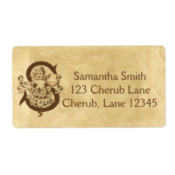 Letter S Cherub Blank Vintage Aged Paper Label by camcguire at Zazzle