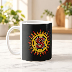 Letter S Comic Sunburst Monogram Initial Mug