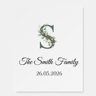 Letter S Elegant Botanical Monogram Custom Name Pr Foam Board