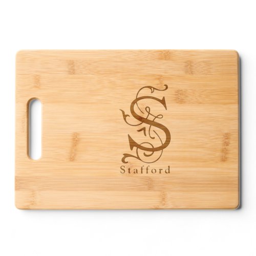 Letter S Elegant Monogram Personalized Name Cutting Board