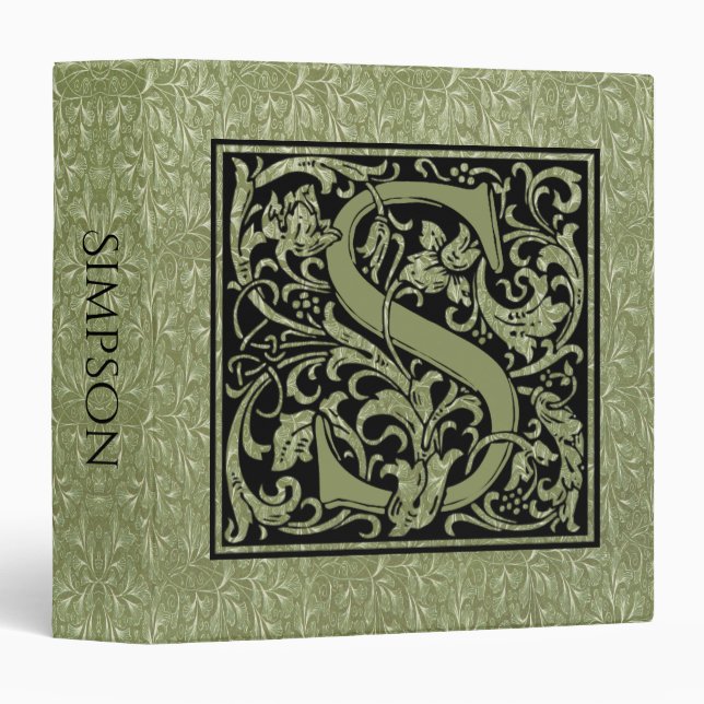 Letter S First Letter Monogram 3 Ring Binder (Front/Spine)