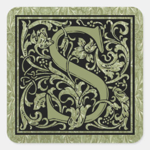 Letter S First Letter Monogram Square Sticker