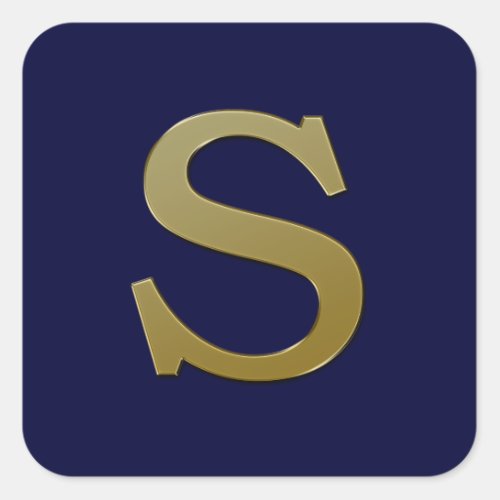Letter S Gold Square Sticker
